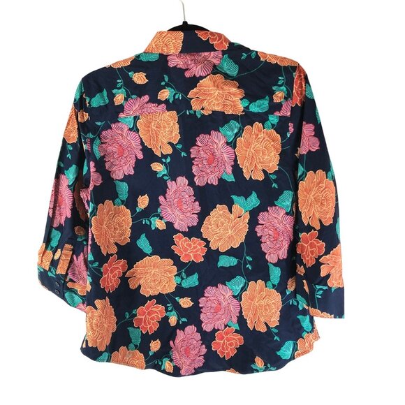 Chicos Floral No-Iron Button Up Blouse Floral Colorful Size 0 (US size 4-6) - Picture 2 of 5